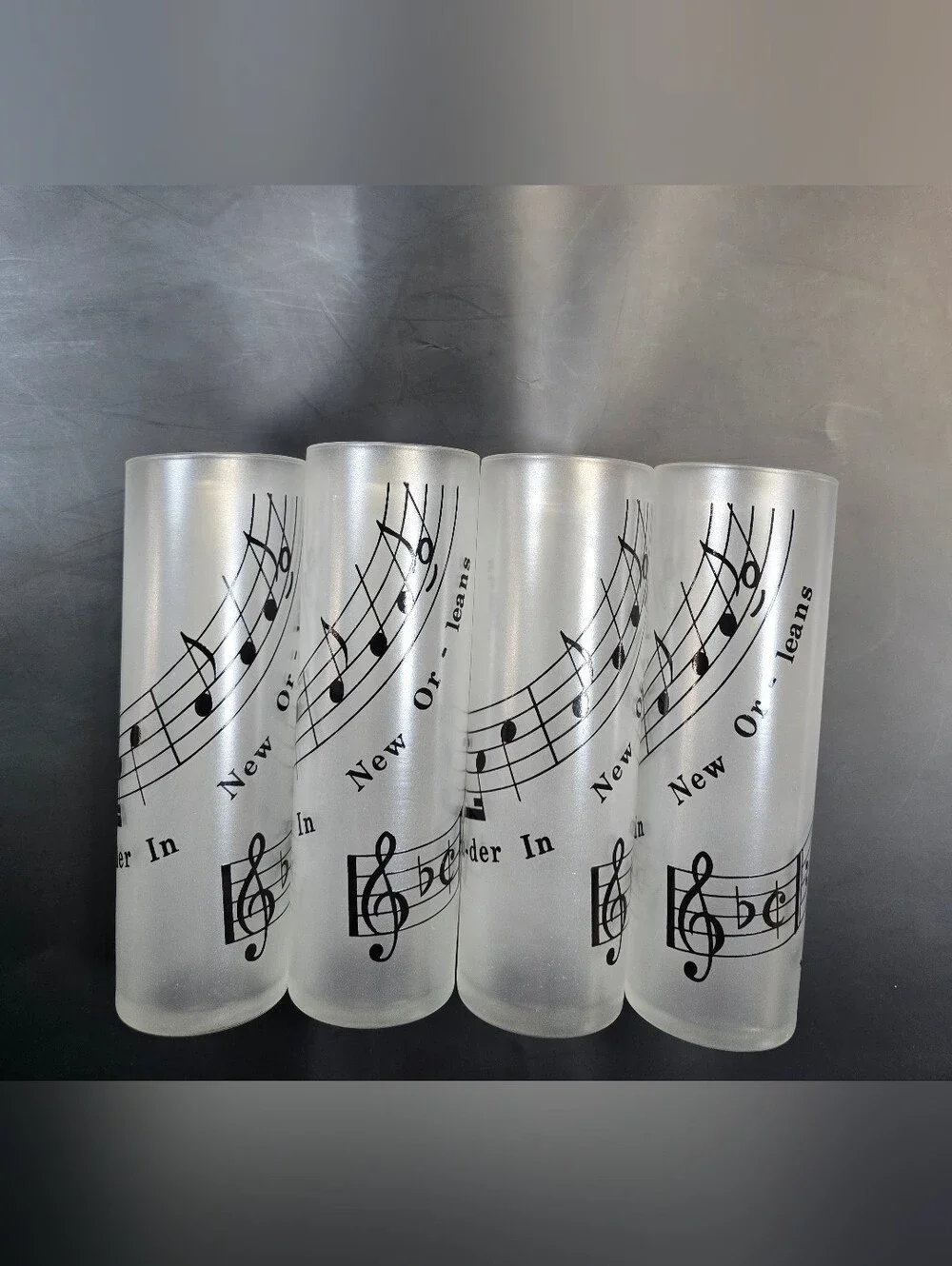 Vintage Frosted Highball Glass Musical Tumblers Way Down Yonder In New Orleans